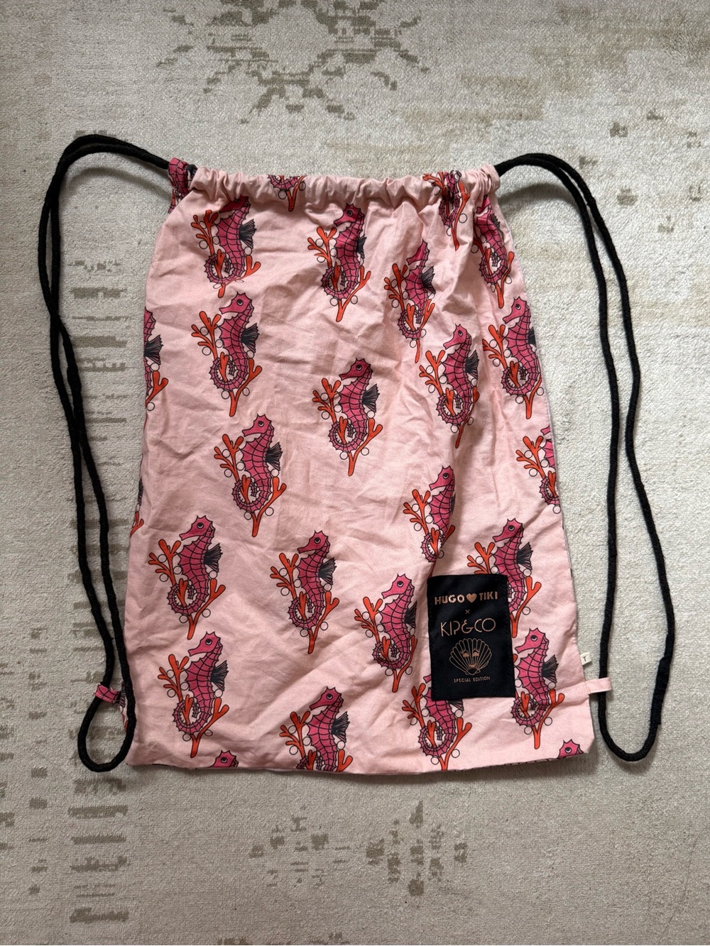 Hugo Loves Tiki x Kip & Co Seahorse Drawstring Backpack Bag